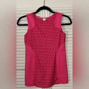 Ivivva‎ By Lululemon Girls Pink Houndstooth Sleeveless Athletic Tank Top Size 14